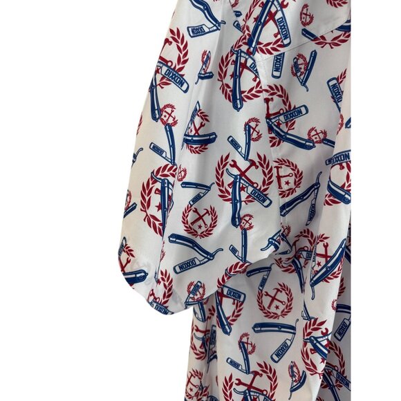 Dixxon The High And Tight Mens L Button-Up Shirt Red/White/Blue Razor Design - Picture 8 of 8